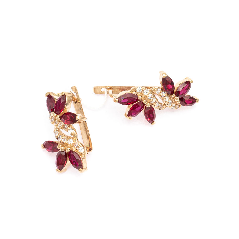 Серьги с камнем красн. оттенка